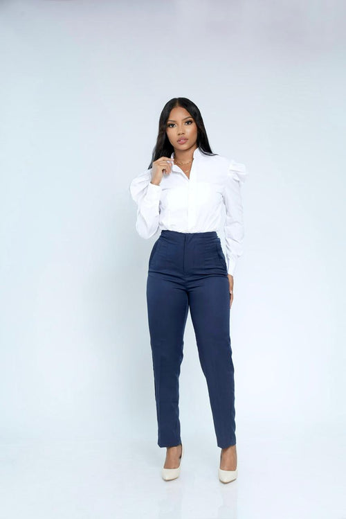 pantalon de pinza azul marino